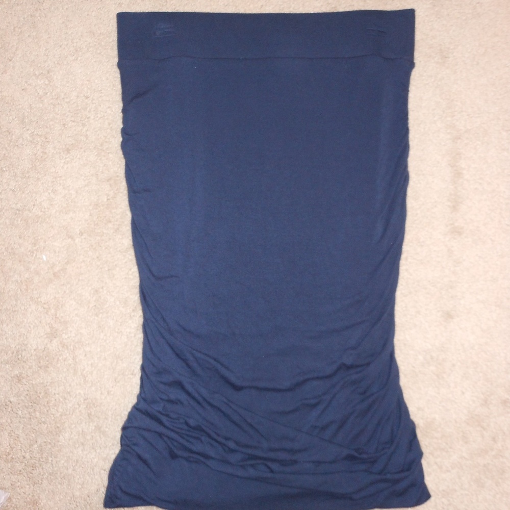 FINAL PRICE INC Navy Long Bodycon Ruched Knit Skirt M